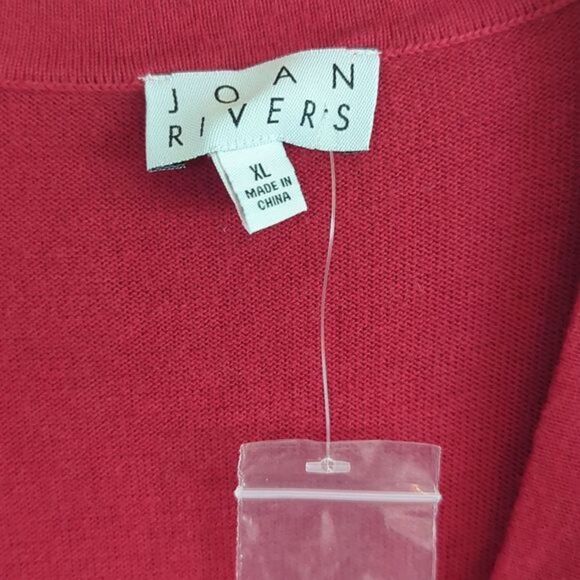 Joan Rivers Vestst women's XL cotton blend red pockets new - Picture 3 of 9